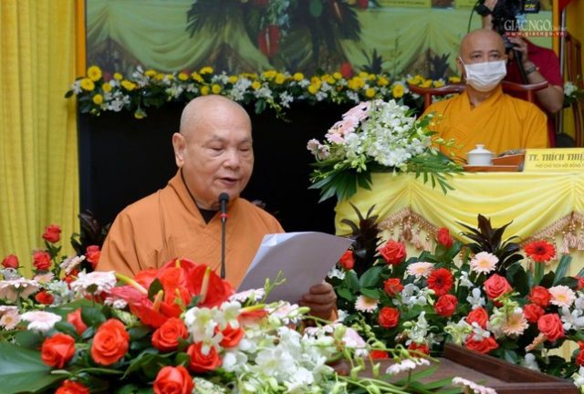 Hoà thượng Thích Thiện Nhơn phát biểu khai mạc hội nghị