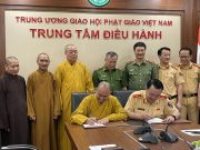 Lễ ký kết giữa GHPGVN và Bộ Công An phối hợp tuyên truyền về trật tự ATGT