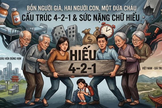 Bốn người già, hai người con, một đứa cháu