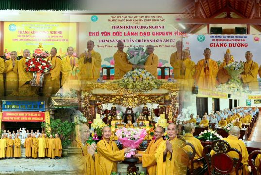 Chư Tôn lãnh đạo Ban Trị sự GHPGVN tỉnh Ninh Bình thăm, sách tiến hành giả an cư tại 4 trường hạ